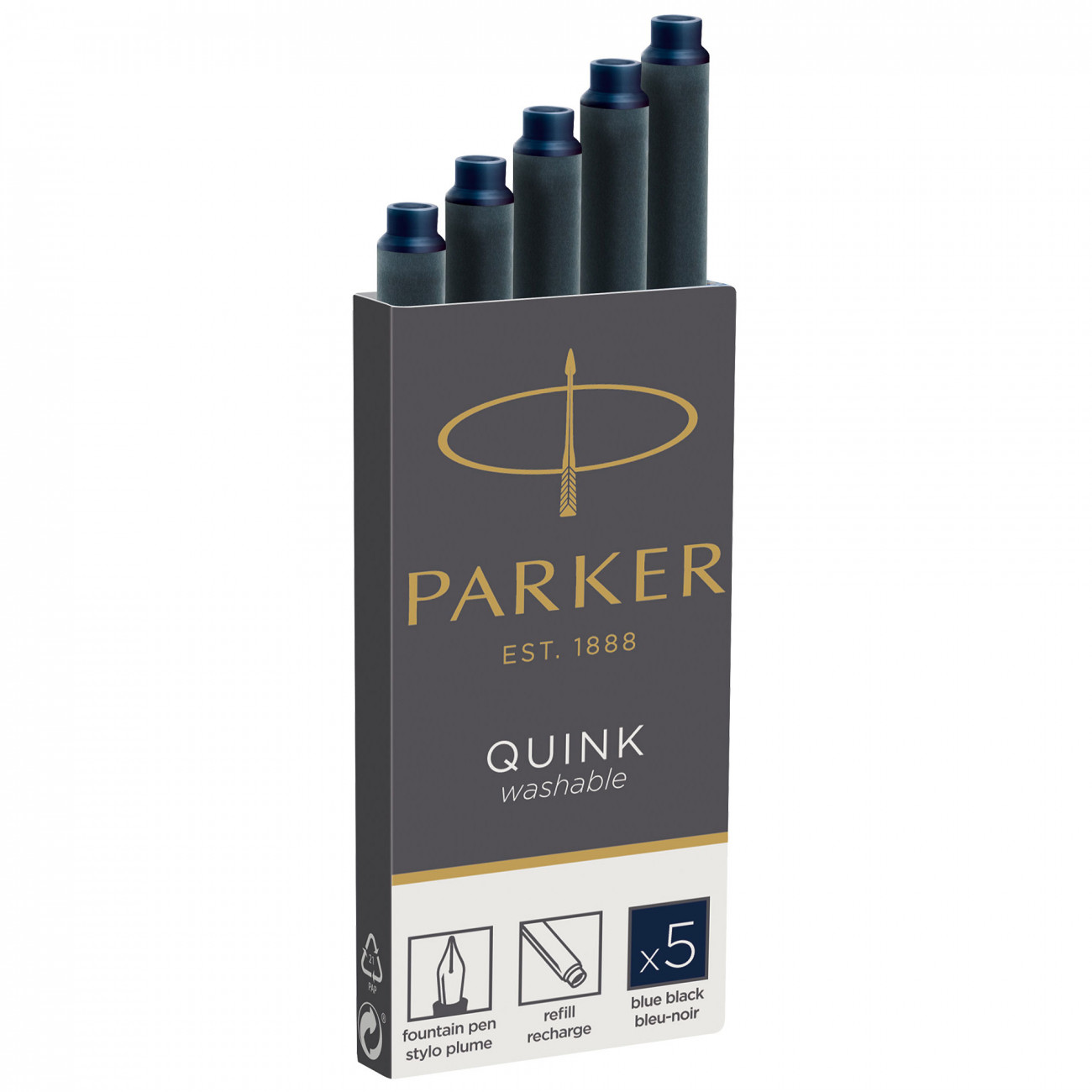 Картриджи чернильные Standard для перьевых ручек Parker темно-синие, 5 шт в упаковке