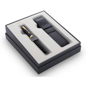 Подарочный набор Parker: перьевая ручка Sonnet Black GT перо M с чехлом